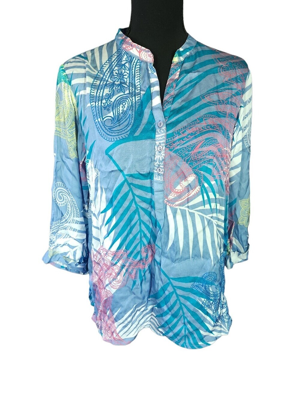 Maude Vivante Vacation Floral Hawaiian Viscose Blouse Multi Colored Size XL